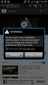 TubeMate YouTube Downloader player