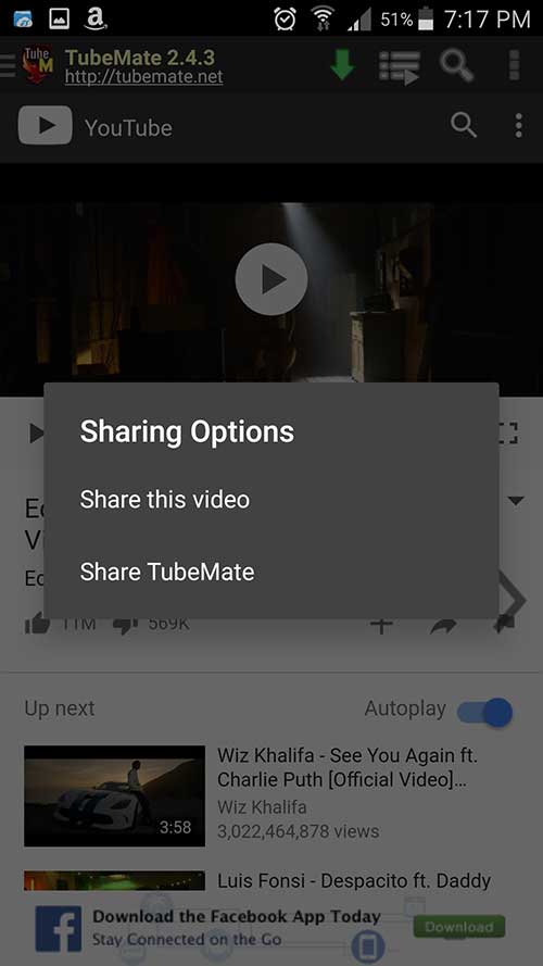 TubeMate YouTube Download share video